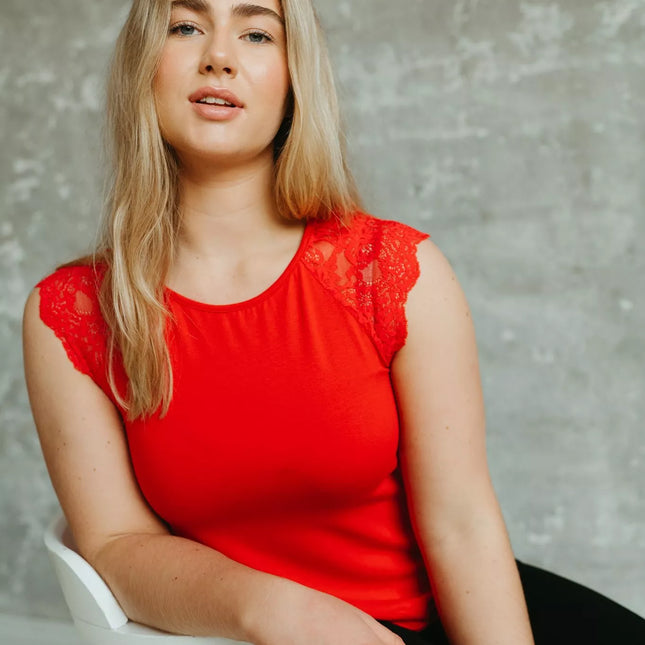 Shasha patogus POPPY moteriškas 2 dalių medvilninis naktinukų komplektas su nėriniais ir kelnėmis