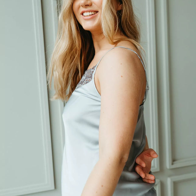 Shasha prabangus ir seksualus ACACIA moteriškas pilkas 2 dalių naktinukų komplektas