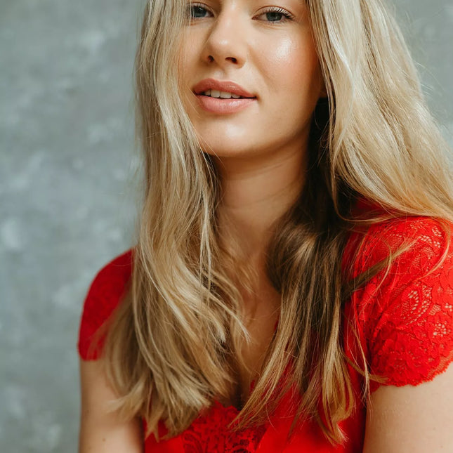 ShaSha viskoziniai raudonos spalvos naktinukai su nėriniais ASTER