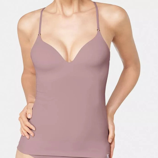 Sloggi 75C dydžio kakavos spalvos apatiniai marškinėliai su liemenėle S Serenity Bra-Shirt