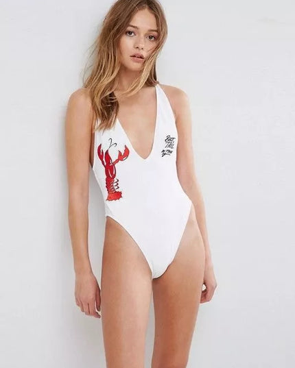 ASOS X LOT baltas M vientisas maudymukas su aplikacijomis