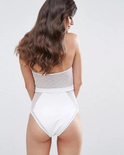 ASOS diamond mesh baltas vientisas maudymukas