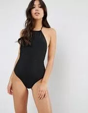ASOS Halter juodas XL(42) M(38)  vientisas maudymukas