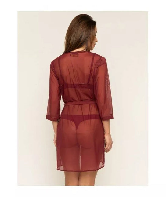 Triumph 36(S) 40(L) dydžio bordo spalvos moteriškas trumpas chalatas Lace Spotlight ROBE 02