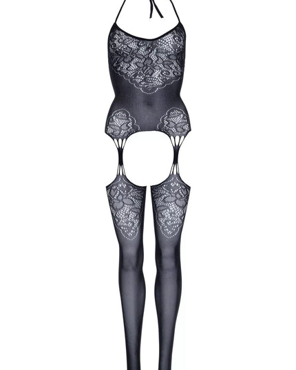 Leg Avenue seksuali juoda tinklinė viso kūno kojinė Jacquard