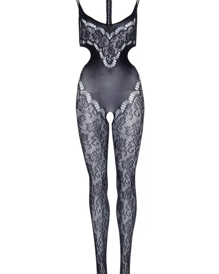 Leg Avenue seksuali juoda raštuota viso kūno kojinė 89235