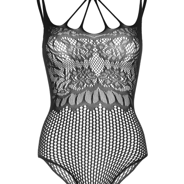 Leg Avenue juodas seksualus atviras bodis Strappy