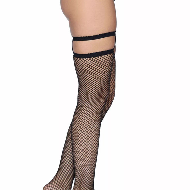 Leg Avenue seksualios juodos kojinės su diržu 9701