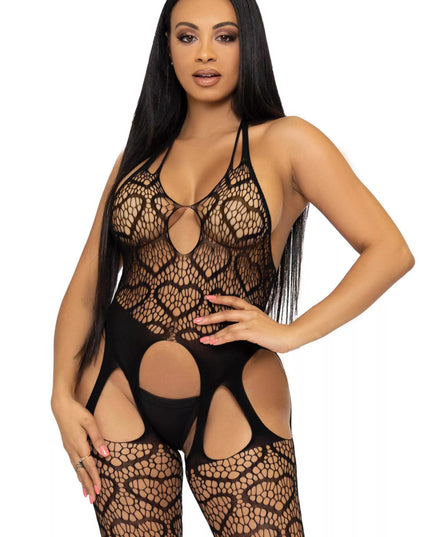 Leg Avenue seksuali juoda atvira viso kūno kojinė 89306