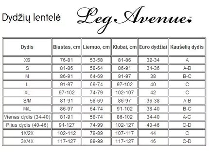 Leg Avenue juodi perregimi naktinukai su pirštinėmis