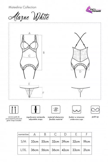 LivCo seksualus baltas korsetas Alazne