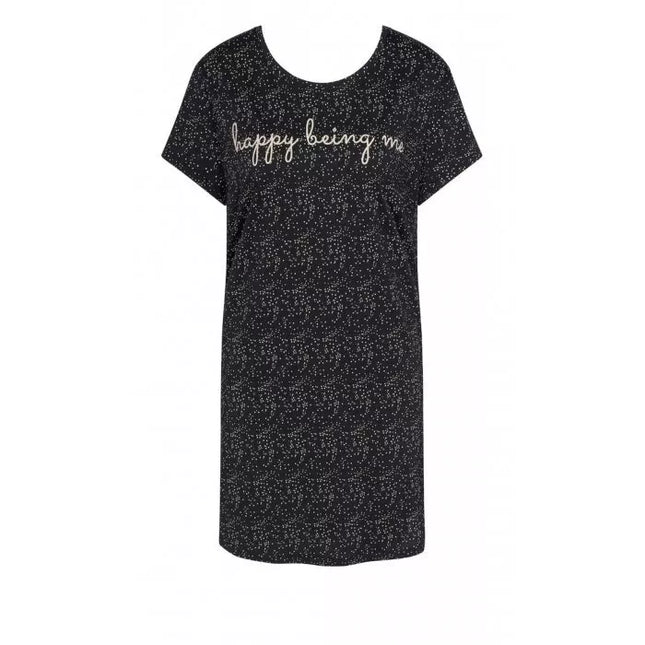 Triumph 36(S) 38(M) 40(L) 42(XL)  44(XXL) dydžio juodos spalvos medvilniniai naktinukai trumpomis rankovėmis Nightdresses NDK 01 X