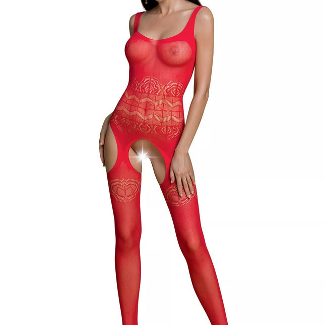 Passion ECO seksuali raudona viso kūno kojinė ECO BS005