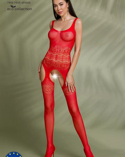 Passion ECO seksuali raudona viso kūno kojinė ECO BS005
