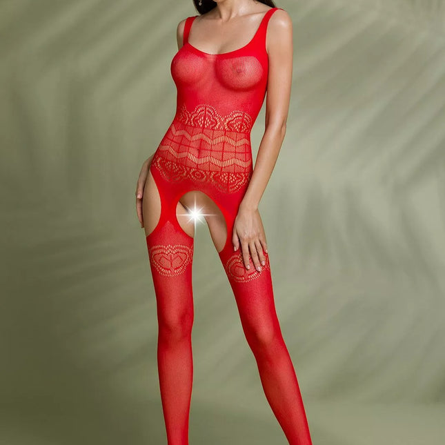 Passion ECO seksuali raudona viso kūno kojinė ECO BS005