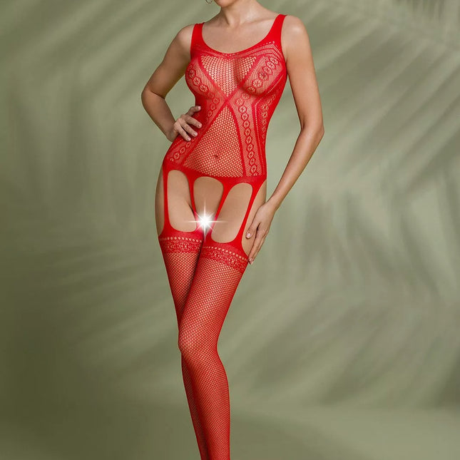 Passion ECO seksuali raudona viso kūno kojinė ECO BS007