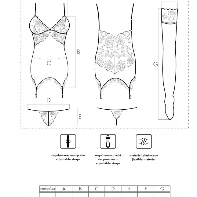 LivCo persiko spalvos korsetas Persinne su kojinėmis