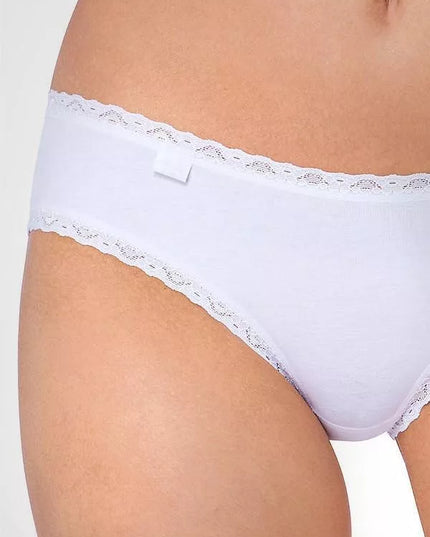 Sloggi 40(L) dydžio moteriškos baltos kelnaitės 24/7 Cotton Lace Hipster