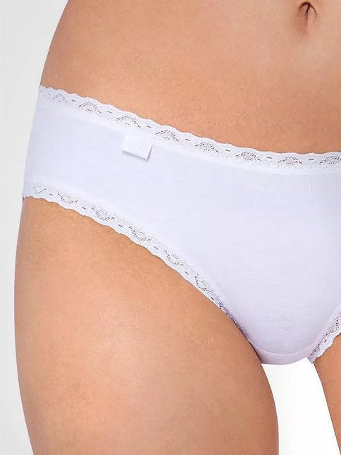 Sloggi 40(L) dydžio moteriškos baltos kelnaitės 24/7 Cotton Lace Hipster