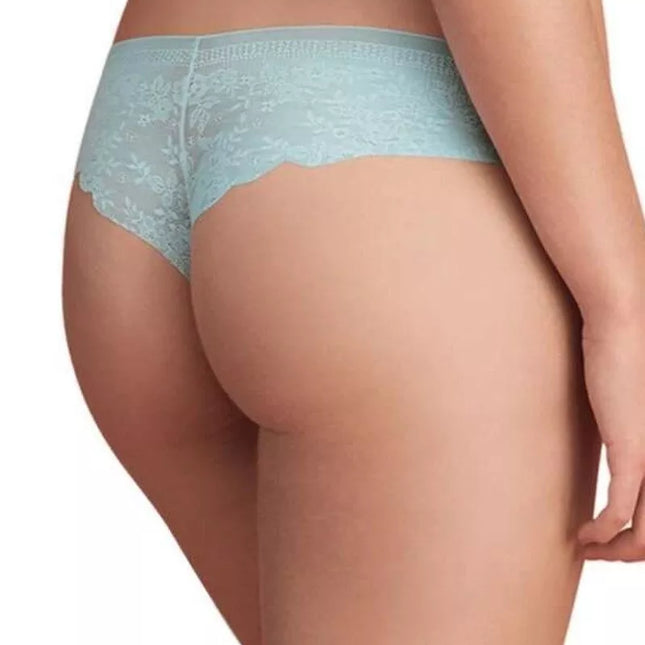 Sloggi XS(34)  dydžio melsvos spalvos minkštos  gifiūrinės kelnaitės  Zero Lace Hipstring