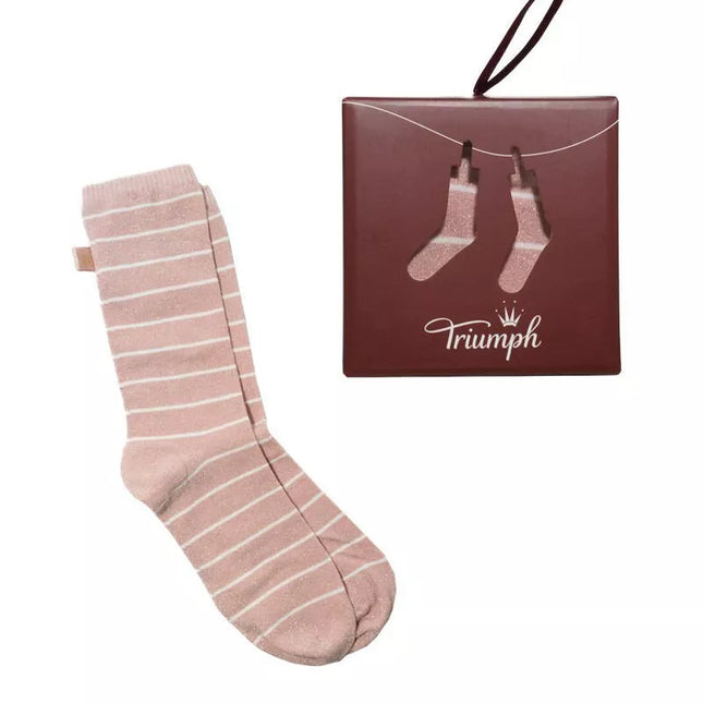 Triumph rausvos spalvos blizgios  moteriškos kojinės Accessories Gift Set Sock  02