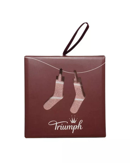 Triumph rausvos spalvos blizgios  moteriškos kojinės Accessories Gift Set Sock  02