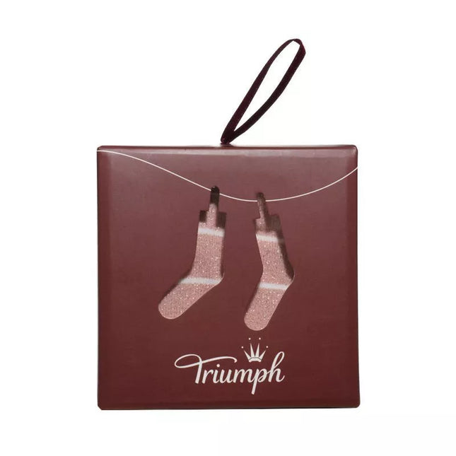 Triumph rausvos spalvos blizgios  moteriškos kojinės Accessories Gift Set Sock  02