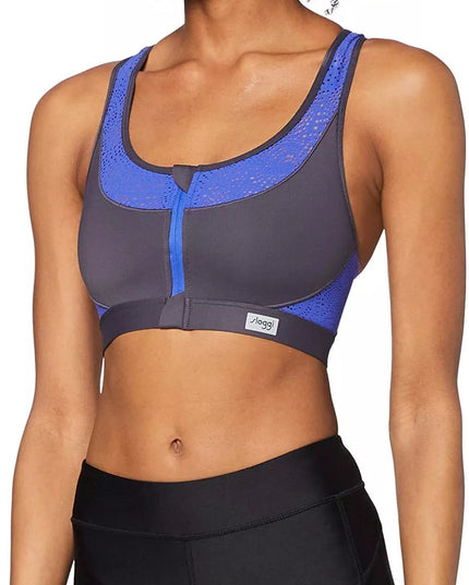 Triumph 75E dydžio mėlynos  ir pilkos spalvų sportinė  liemenėlė su užtrauktuku women move FLY N