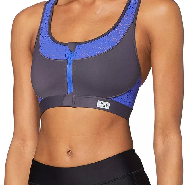 Triumph 75E dydžio mėlynos  ir pilkos spalvų sportinė  liemenėlė su užtrauktuku women move FLY N