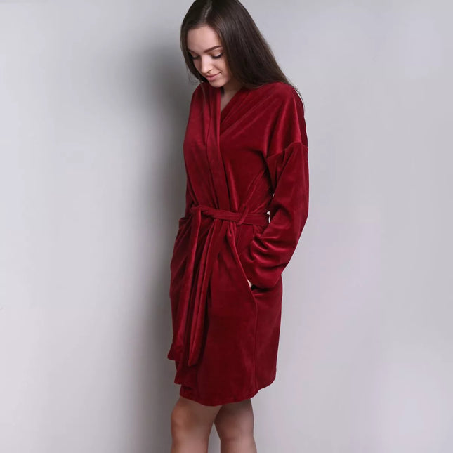Sofa Killer bordo spalvos veliūrinis chalatas