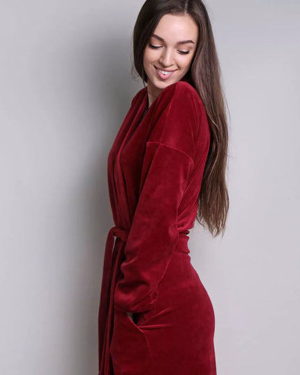 Sofa Killer bordo spalvos veliūrinis chalatas