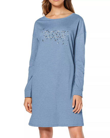 Triumph melsvos spalvos  medvilniniai naktinukai ilgomis rankovėmis Nightdresses NDK LSL 10