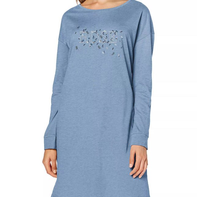 Triumph melsvos spalvos  medvilniniai naktinukai ilgomis rankovėmis Nightdresses NDK LSL 10